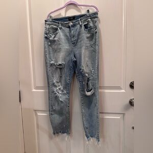 Judy Blue Light Blue Distressed Boyfriend Jeans